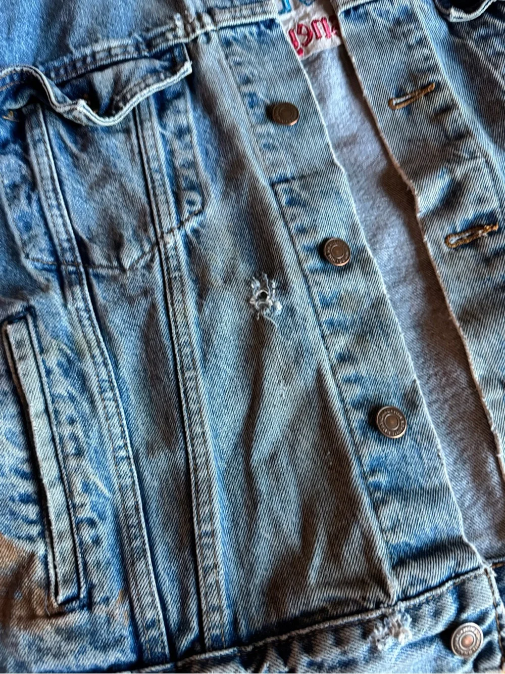 Vintage 90s Disneyland Mickey’s Toontown Distressed Denim Jacket XL